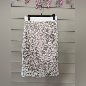 Focus 2000 White Crochet Lace Pencil Skirt